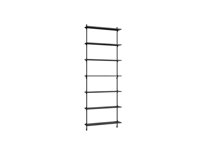 Wall Shelving System Sets (230 cm) by Moebe - WS.230.1 / Black Uprights / Black Painted Oak