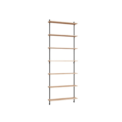 Wall Shelving System Sets (230 cm) by Moebe - WS.230.1 / Black Uprights / Oiled Oak