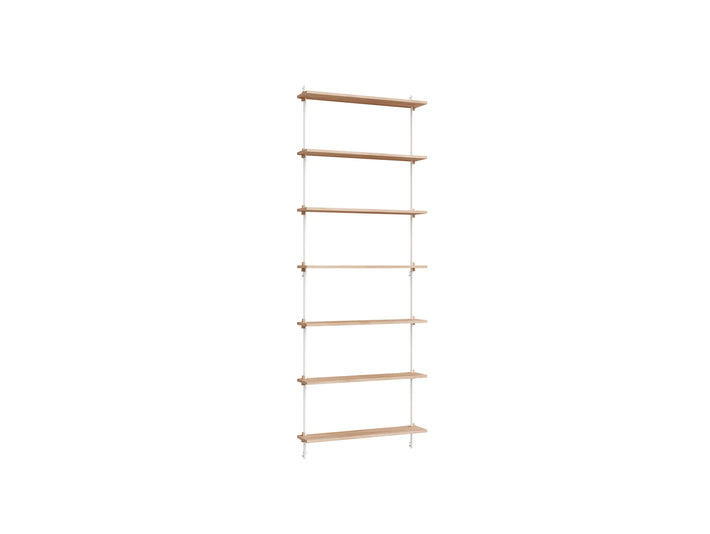Wall Shelving System Sets (230 cm) by Moebe - WS.230.1. / White Uprights / Oiled Oak