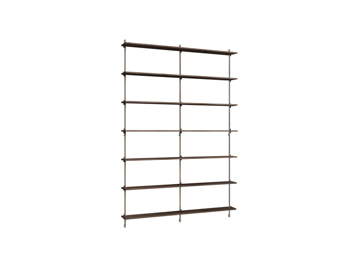 Wall Shelving System Sets (230 cm) by Moebe - WS.230.2.B / Warm Grey Uprights / Smoked Oak