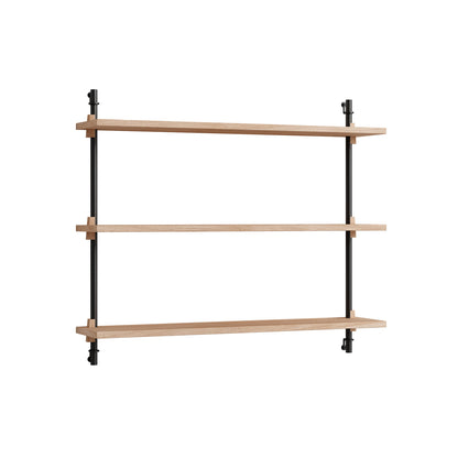 Wall Shelving System Sets 65.1 by Moebe - Black Uprights / Oiled Oak