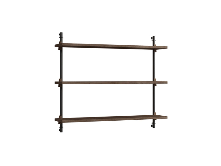 Wall Shelving System Sets 65.1 by Moebe - Black Uprights / Smoked Oak