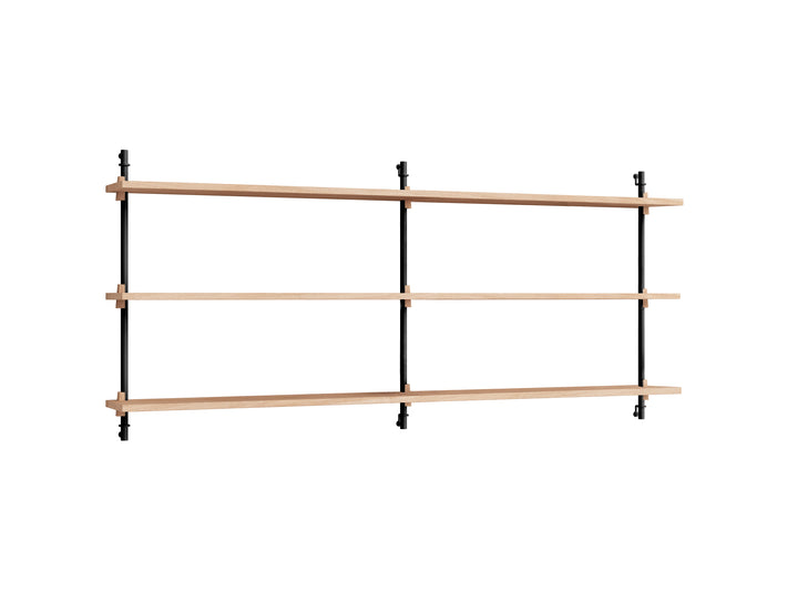 Wall Shelving System Sets 65.2.B by Moebe - Black Uprights / Oiled Oak