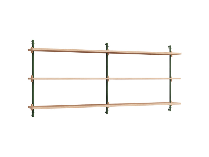 Wall Shelving System Sets 65.2 by Moebe - Pine Green Uprights / Oiled Oak