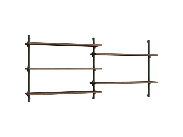 Wall Shelving System Sets 65.2 by Moebe - Pine Green Uprights / Smoked Oak