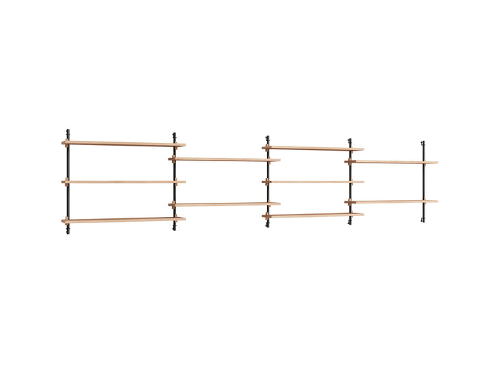 Wall Shelving System Sets 65.4 by Moebe - Black Uprights / Oiled Oak