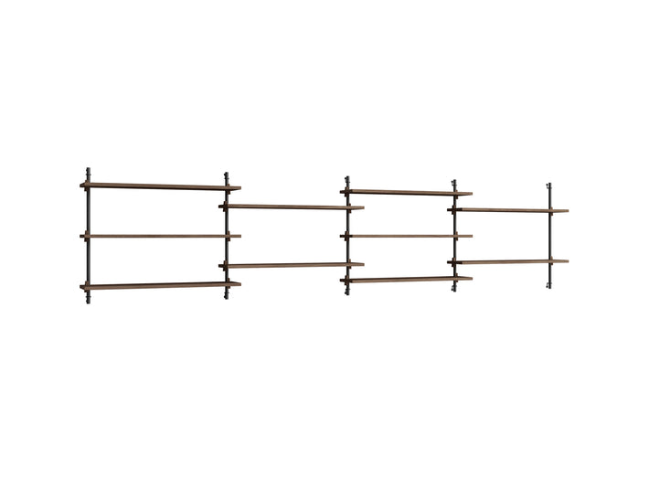 Wall Shelving System Sets 65.4 by Moebe - Black Uprights / Smoked Oak