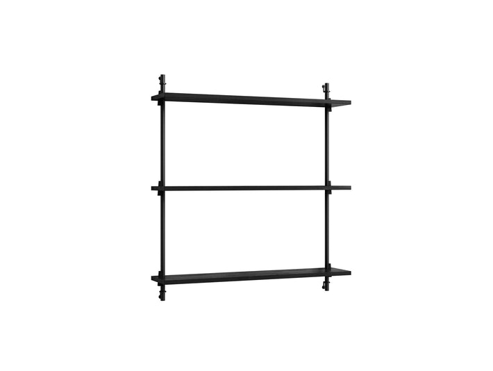 Wall Shelving System Sets (85 cm) by Moebe - WS.85.1 /  Black Uprights / Black Painted Oak