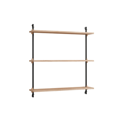 Wall Shelving System Sets (85 cm) by Moebe - WS.85.1 / Black Uprights / Oiled Oak