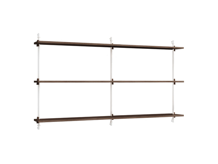 Wall Shelving System Sets (85 cm) by Moebe - WS.85.2 B / White Uprights / Smoked Oak