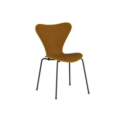 Series 7™ 3107 Dining Chair (Front Upholstered) by Fritz Hansen - Warm Graphite Steel / Front: Remix 3 422 / Back: True Yellow Lacquered Veneer