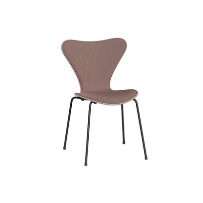 Series 7™ 3107 Dining Chair (Front Upholstered) by Fritz Hansen - Warm Graphite Steel / Front: Re-wool 648 / Back: Pale Rose Lacquered Veneer