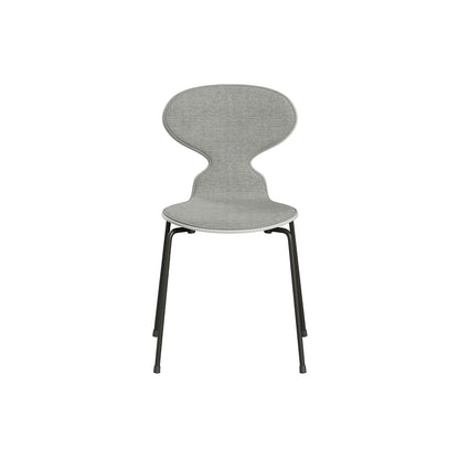 Ant Chair Front Upholstered - 4 Legs by Fritz Hansen - Brown Bronze Powder-Coated Steel / White Lacquered Shell / Hallingdal 65 110