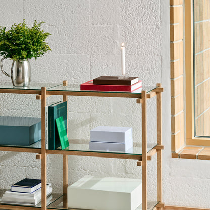 Woody Shelves by HAY - Low / Soaped Oak / Clear Glass