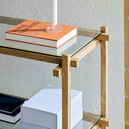 Woody Shelves by HAY - Low / Soaped Oak / Clear Glass