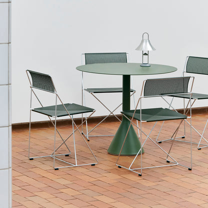 X-Line Chair Outdoor by HAY – Hot Galvanised Steel Frame / Leek Green Seat and Back