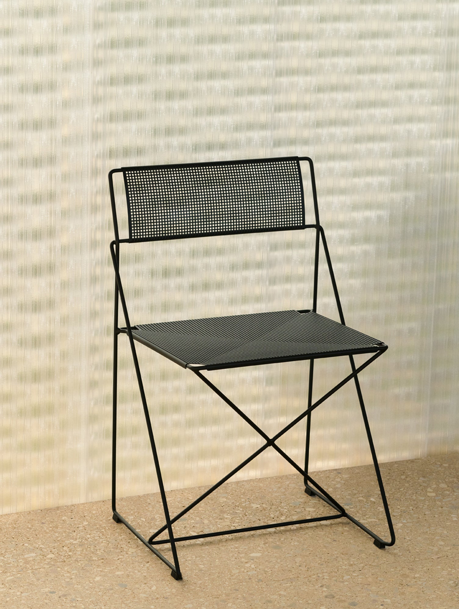 X-Line Chair Outdoor by HAY – Black Powder-Coated Steel Frame / Black Seat and Back