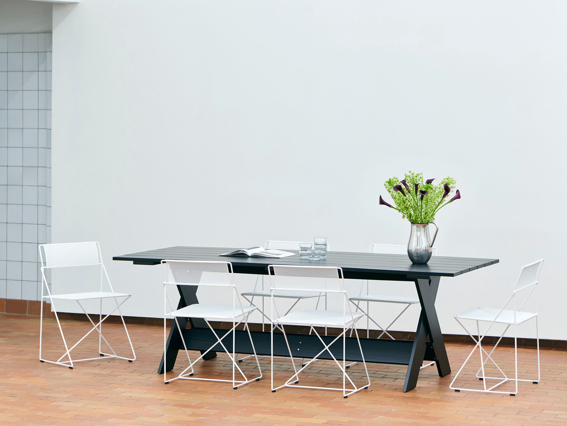 X-Line Chair Outdoor by HAY – Chalk White Powder-Coated Steel Frame / Chalk White Seat and Back