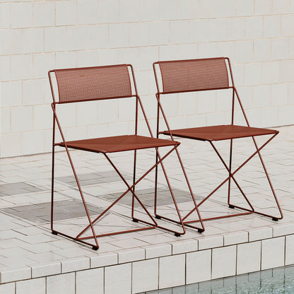 X-Line Chair Outdoor by HAY – Iron Red Powder-Coated Steel Frame / Iron Red Seat and Back