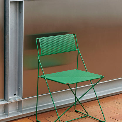 X-Line Chair Outdoor by HAY – Leek Green Powder-Coated Steel Frame / Leek Green Seat and Back