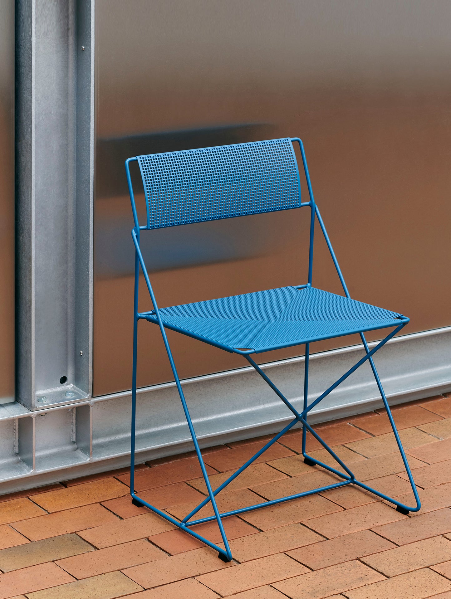 X-Line Chair Outdoor by HAY – Powder Blue Powder-Coated Steel Frame / Powder Blue Seat and Back