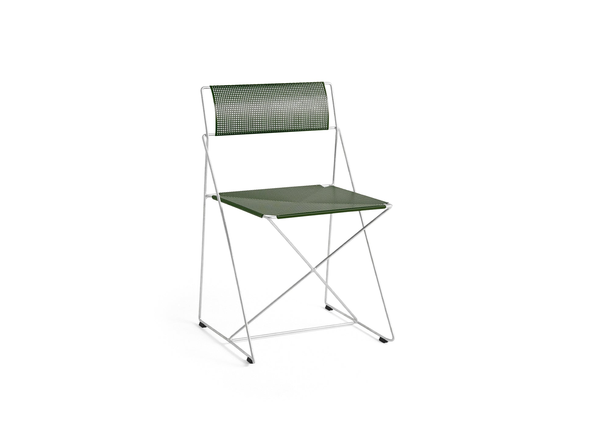 X-Line Chair Outdoor by HAY – Hot Galvanised Steel Frame / Autumn Green Seat and Back