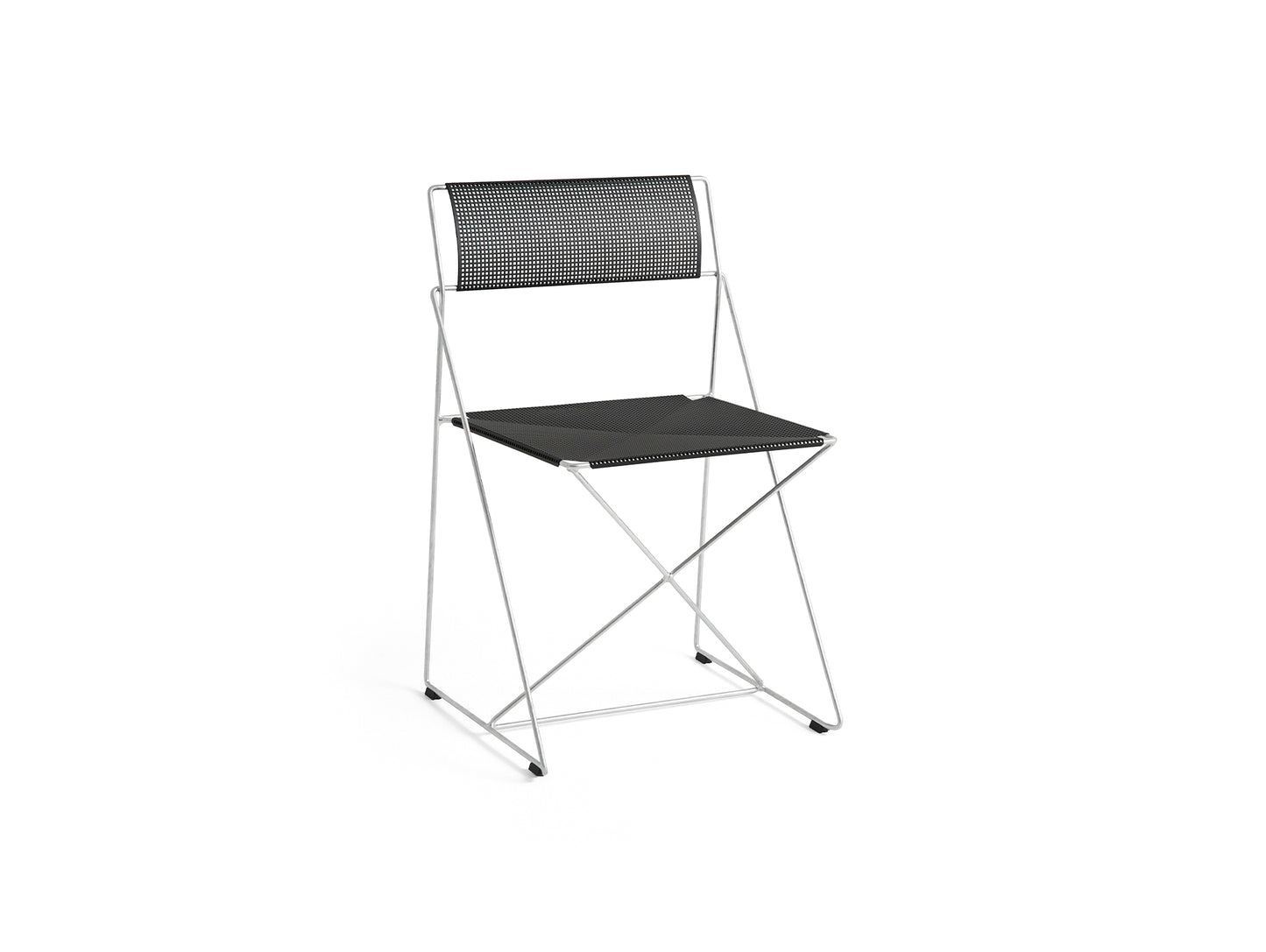 X-Line Chair Outdoor by HAY – Hot Galvanised Steel Frame / Black Seat and Back