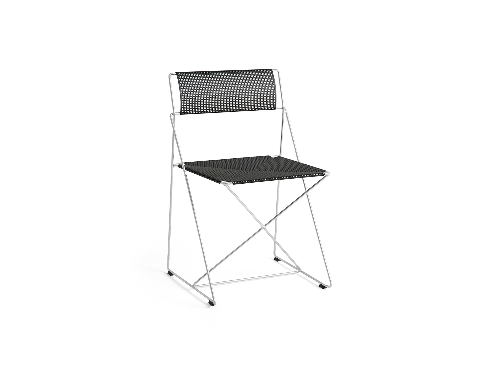 X-Line Chair Outdoor by HAY – Hot Galvanised Steel Frame / Black Seat and Back
