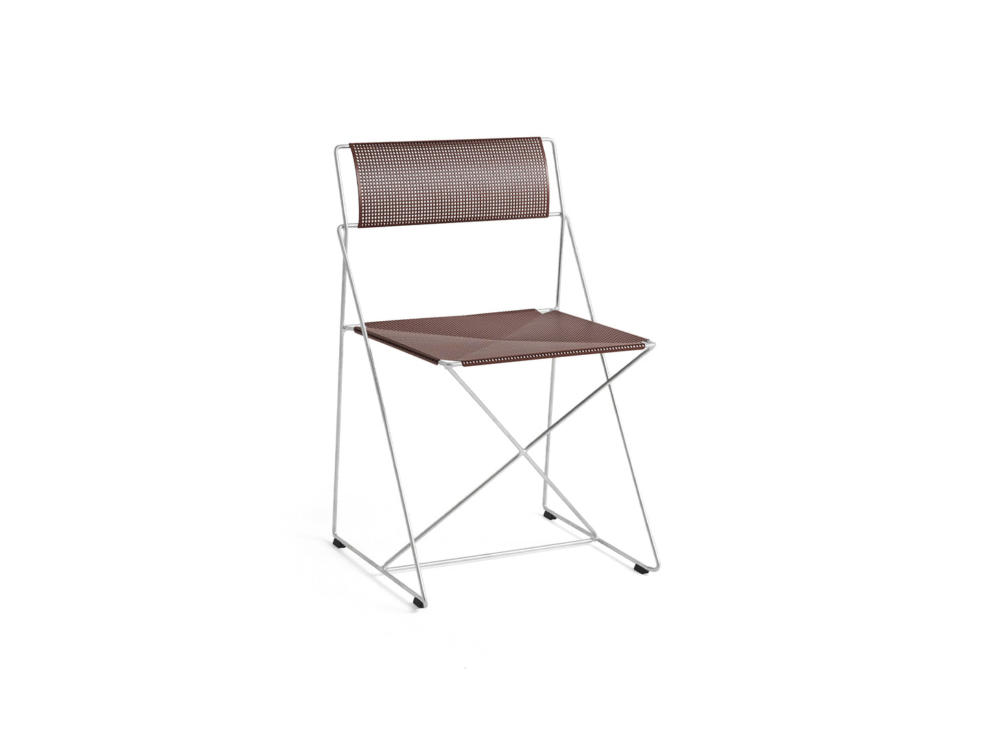 X-Line Chair Outdoor by HAY – Hot Galvanised Steel Frame / Iron Red Seat and Back