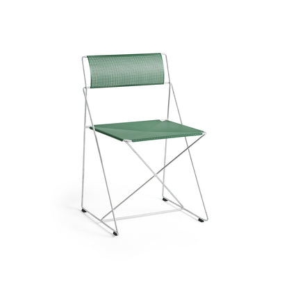 X-Line Chair Outdoor by HAY – Hot Galvanised Steel Frame / Leek Green Seat and Back