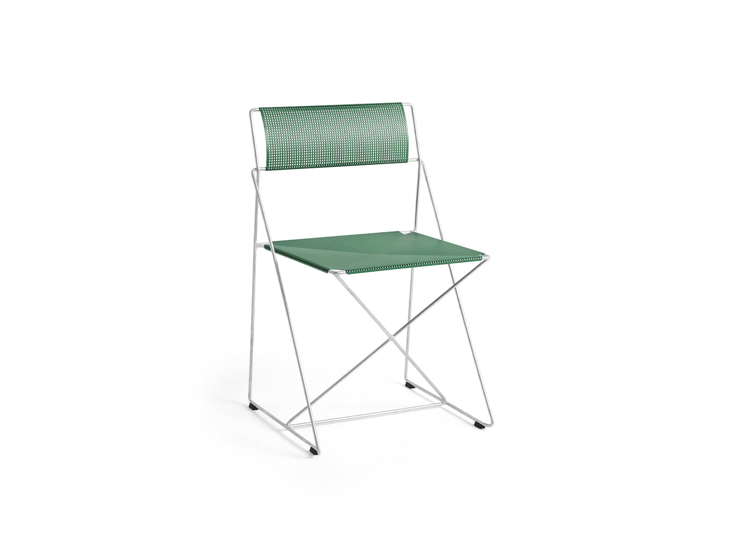 X-Line Chair Outdoor by HAY – Hot Galvanised Steel Frame / Leek Green Seat and Back