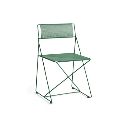 X-Line Chair Outdoor by HAY – Leek Green Powder-Coated Steel Frame / Leek Green Seat and Back