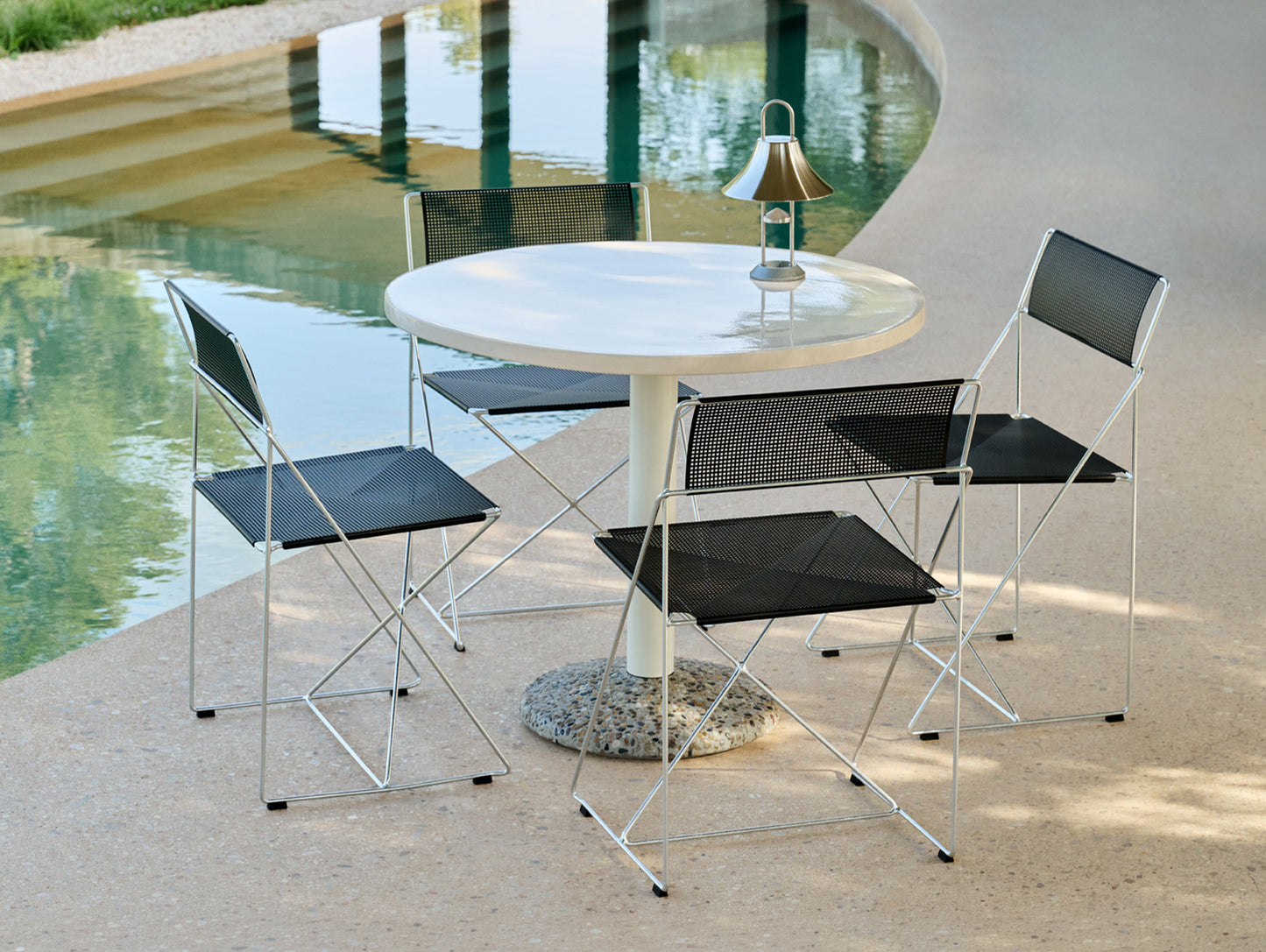 X-Line Chair Outdoor by HAY – Hot Galvanised Steel Frame / Black Seat and Back