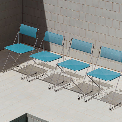 X-Line Chair Outdoor by HAY – Hot Galvanised Steel Frame / Powder Blue Seat and Back
