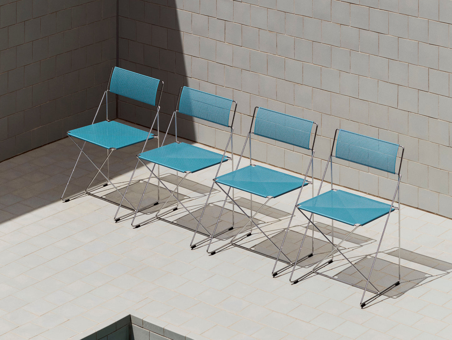 X-Line Chair Outdoor by HAY – Hot Galvanised Steel Frame / Powder Blue Seat and Back