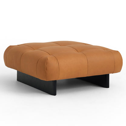 Quilton Lift Ottoman by HAY - Black  Lacquered Oak / Sense Cognac Leather