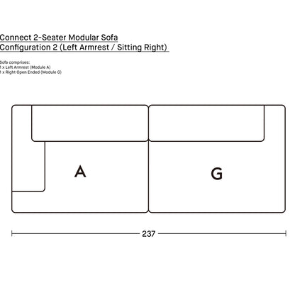 Connect 2-Seater Modular Sofa by Muuto / Configuration 2