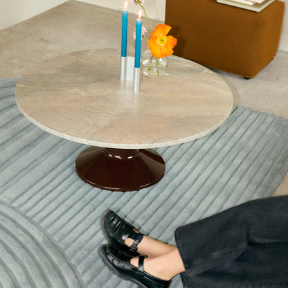 Midst Coffee Table by Muuto - Grey Marble Tabletop / Dark Red Steel Base
