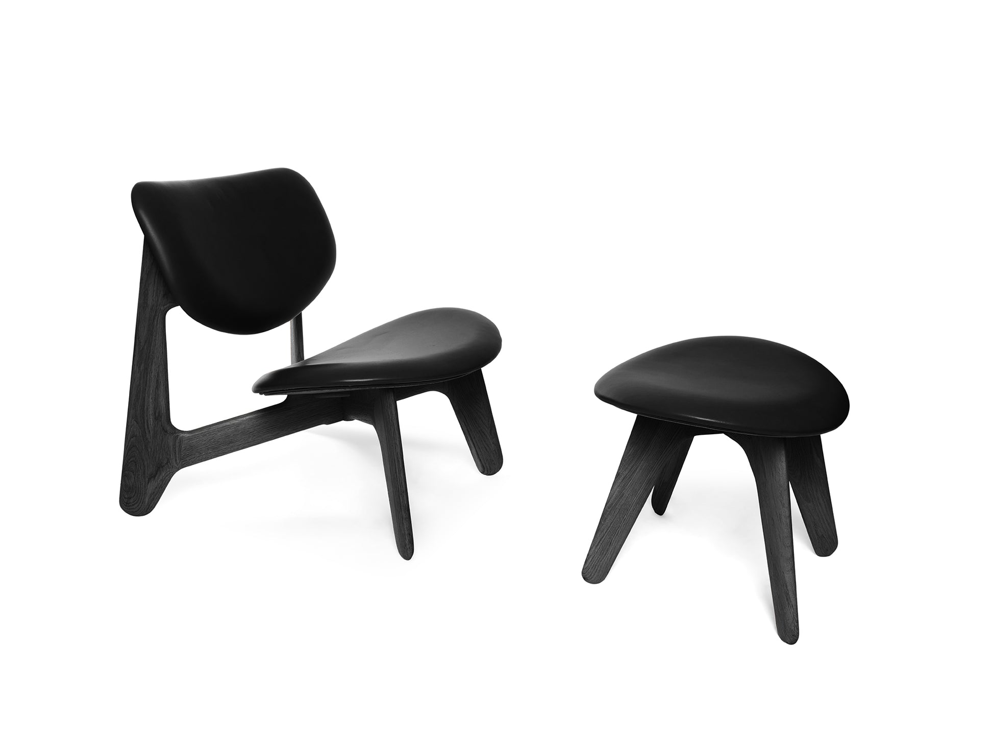 Slab Lounge Chair by Tom Dixon - Black Oak / Leather Black