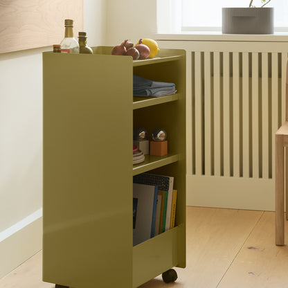 Folded Trolley by Muuto - Height: 83.7 cm / Open / Dark Beige Green