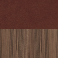 Swatch for Front: Grace Chestnut Leather / Back: Clear Lacquered Walnut Veneer