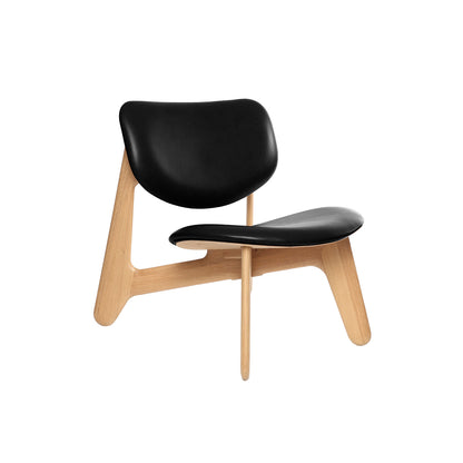 Slab Lounge Chair by Tom Dixon - Natural Oak / Black Leather