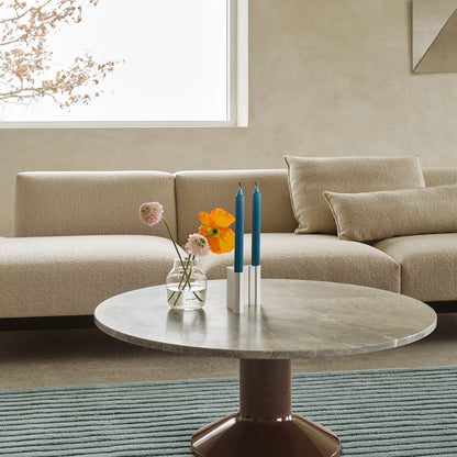 Midst Coffee Table by Muuto - Grey Marble Tabletop / Dark Red Steel Base