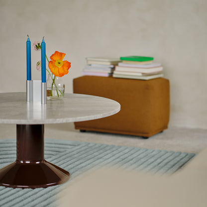 Midst Coffee Table by Muuto - Grey Marble Tabletop / Dark Red Steel Base