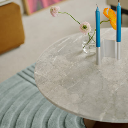 Midst Coffee Table by Muuto - Grey Marble Tabletop / Dark Red Steel Base