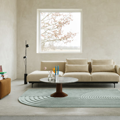 Midst Coffee Table by Muuto - Grey Marble Tabletop / Dark Red Steel Base