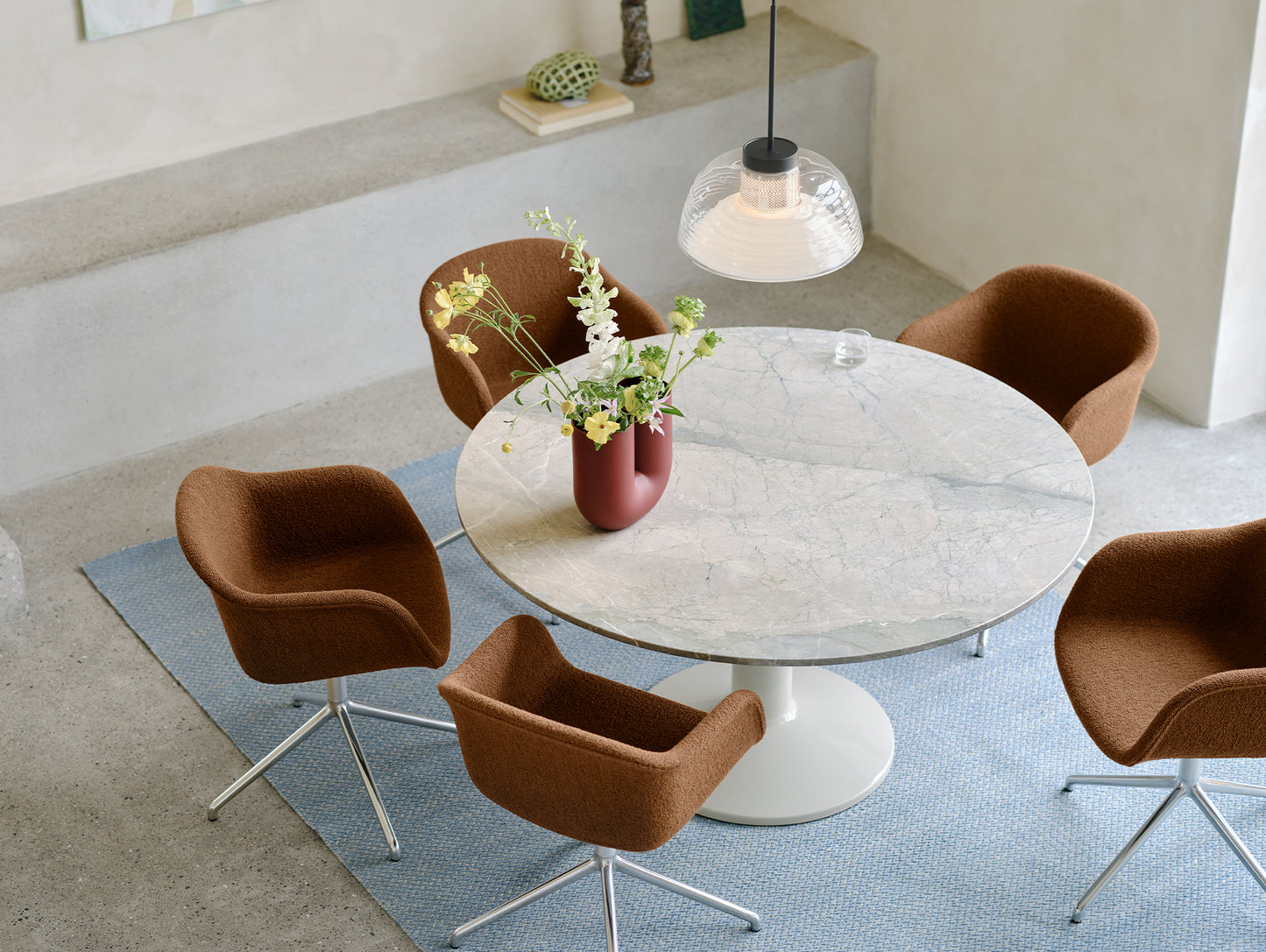 Midst Table Marble by Muuto - Grey Marble Tabletop / Grey Steel Base