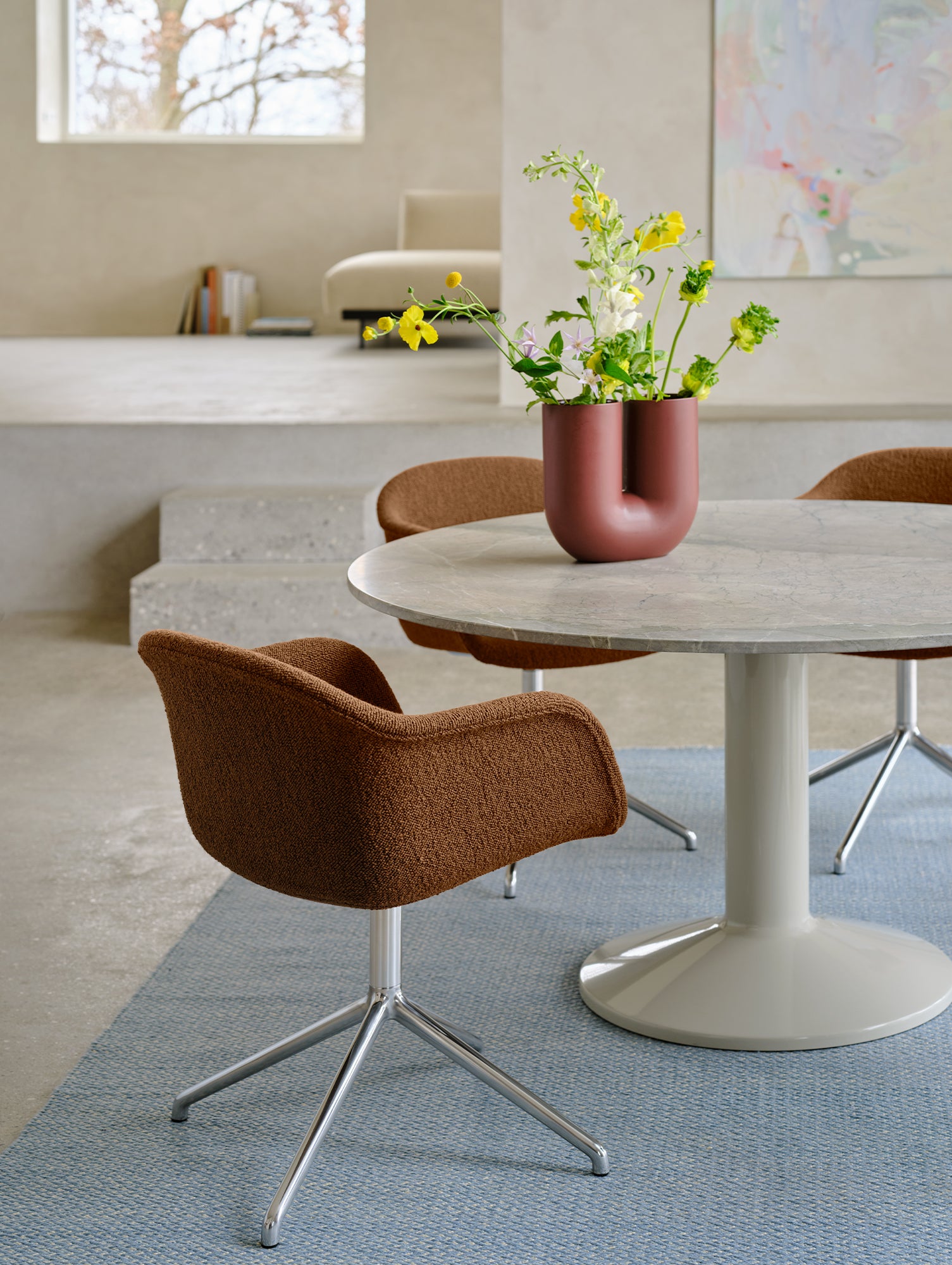 Midst Table Marble by Muuto - Grey Marble Tabletop / Grey Steel Base