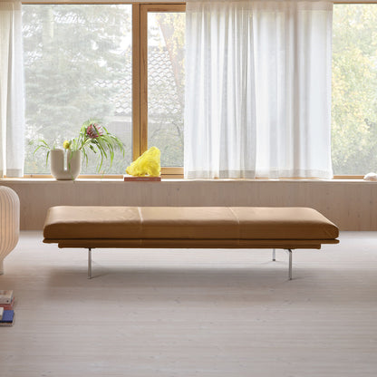 Outline Daybed With Cushion in Cognac Refine Leather / Aluminium Legs by Muuto