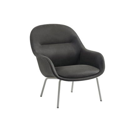 Fiber Lounge Armchair - Tube Base by Muuto / Grey Grace Leather / Grey Base